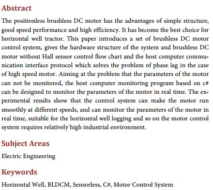 Scirp_Papers's tweet image. A New Strategy for BLDC Sensorless Control System and Its Application in Horizontal Well Tractor #Sensorless More @ mrw.so/4sYxBk