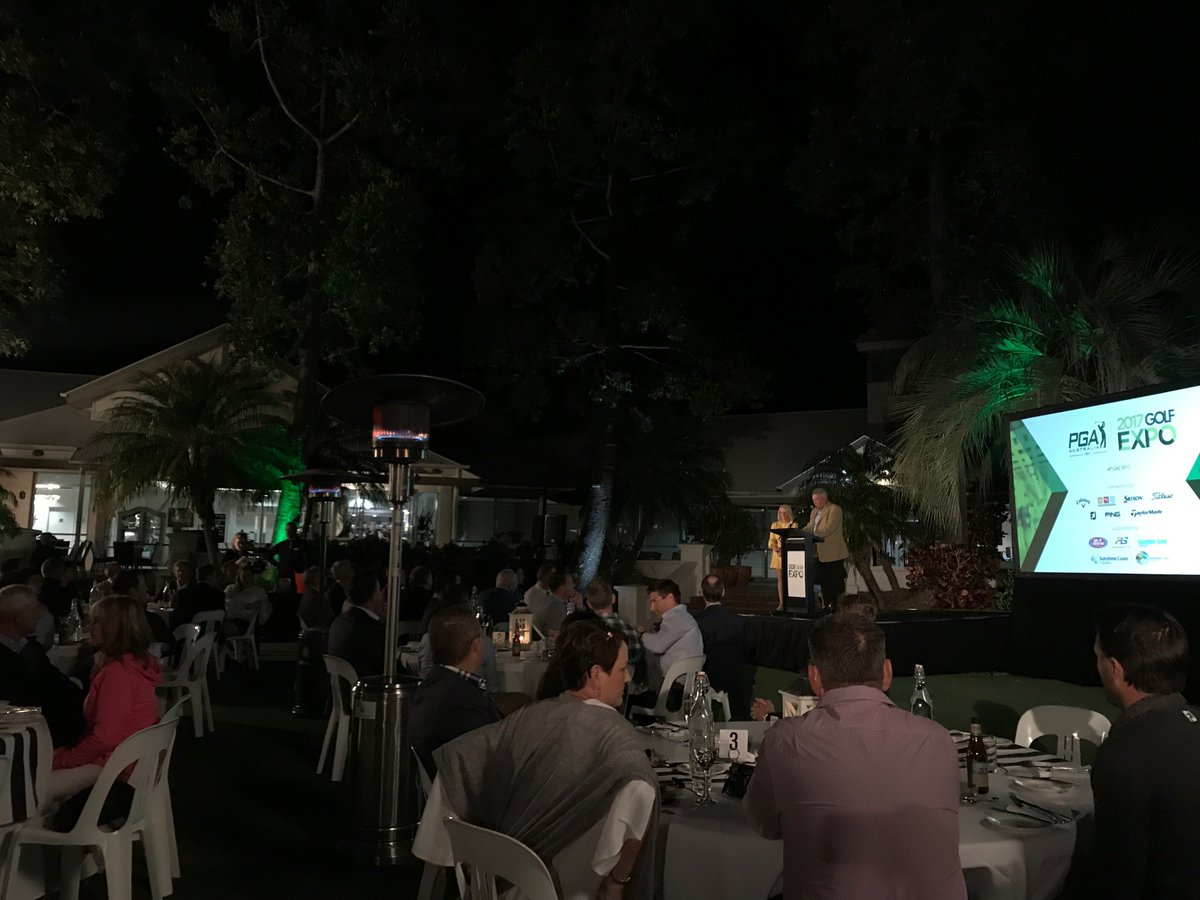Golfdatatech_EU's tweet photo. Closing dinner at #pgaexpo in true Aussie style - outside! Good time had at the whole event. Thanks PGA Australia. https://t.co/emxWvFwS7z
