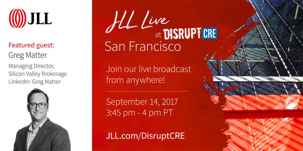 JLL's tweet photo. Want to learn more about unique #tech in #CRE? Check out #JLLLive from #DisruptCRE to hear @CREmatters: https://t.co/yfgBamt0Gx #CREtech https://t.co/PNxVjYn64H