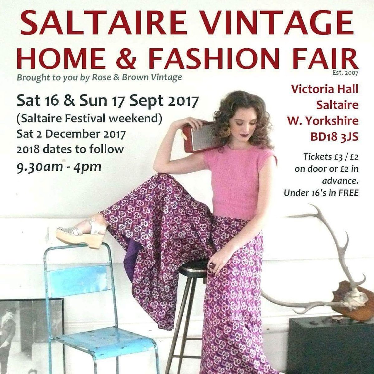 Saltaire Vintage Home & Fashion Fair at @VicHallSaltaire BOTH DAYS THIS WEEKEND  #saltfest17 #Saltaire #SaltaireFestival @YorkshirePromos