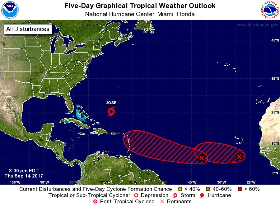 NHC_Atlantic's tweet photo. NHC continues to monitor 2 systems in the tropical eastern Atlantic with a high chance of formation in the next 5 days #96L #97L https://t.co/jQcc2eRQs0