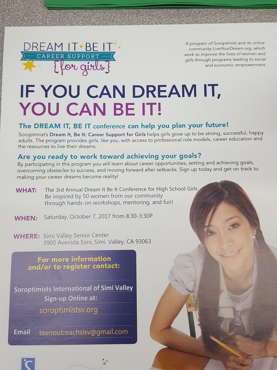 SSHS_Counseling's tweet photo. Great opportunity! Dream It, Be It! Career support for girls (Free breakfast and free lunch!!) https://t.co/tGsFswVqyB