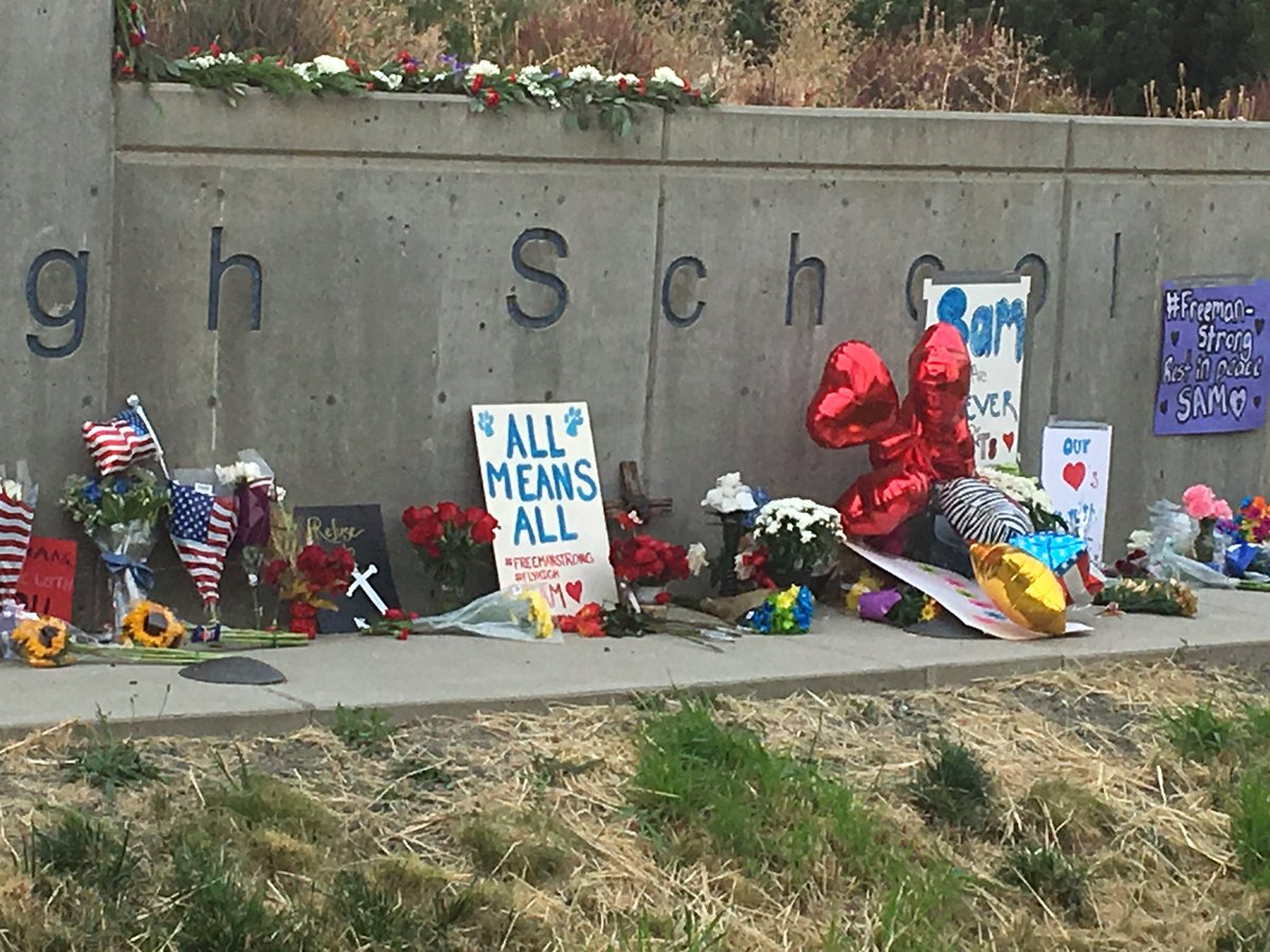 JFerris714's tweet photo. Tributes to Sam Strahan and the other #freemanhigh victims continue to mount up #kxly https://t.co/M5BTy6Dv7O