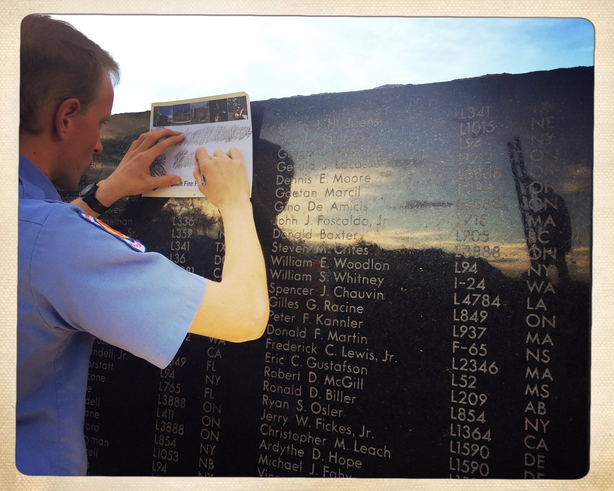 IAFFofficial's tweet image. #ColoradoSprings #fireexplorers help families and friends with rubbings of fallen  #Firefighters on #IAFFMemorial wall