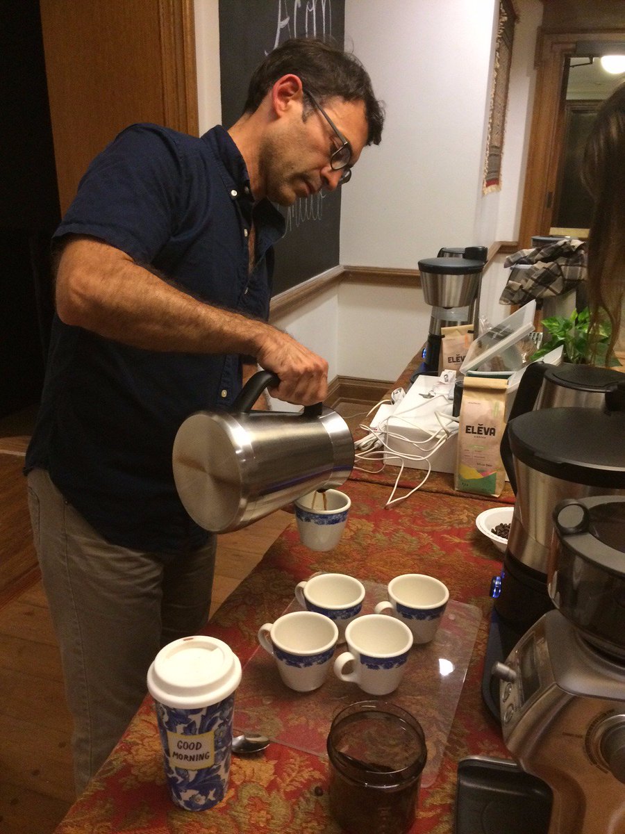SillimanAcorn's tweet photo. The Acorn was super excited to host Emilio from @ElevaCoffee for dinner at @Silliman2 and some yummy #ElevaCoffee tasting https://t.co/g0vIksmDDb