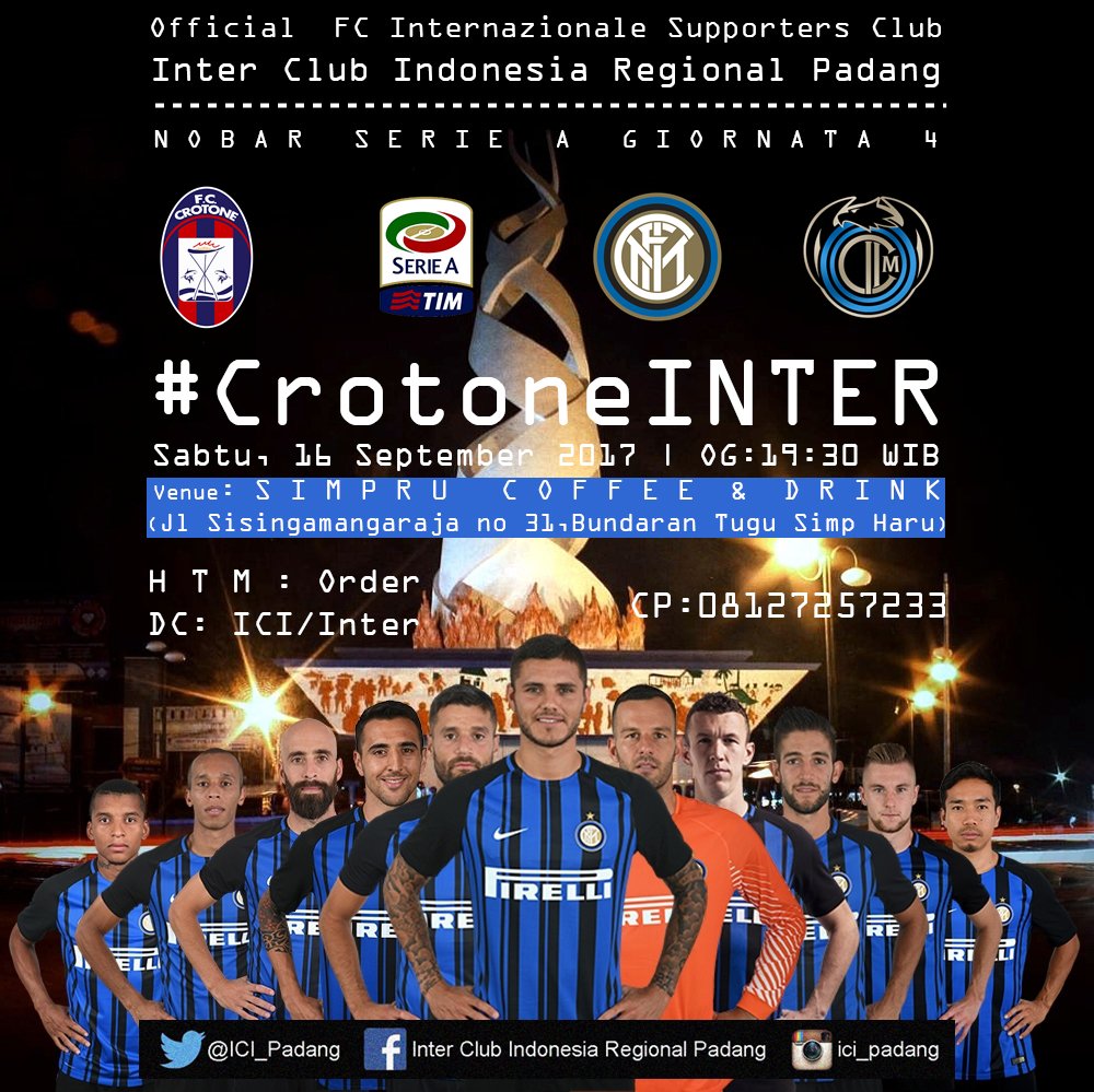 nobar #CrotoneInter ICI Padang.
info lengkap >>>