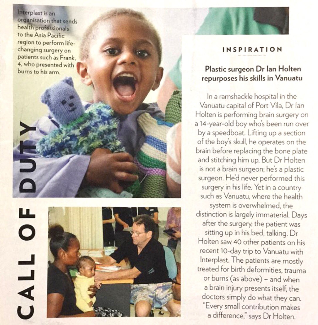 AusSkinFaceBody's tweet photo. 'Every contribution makes a difference', Dr Ian Holten. Featured in @marieclaireau for his work in Vanuatu. #givingback https://t.co/ngAMF88USG
