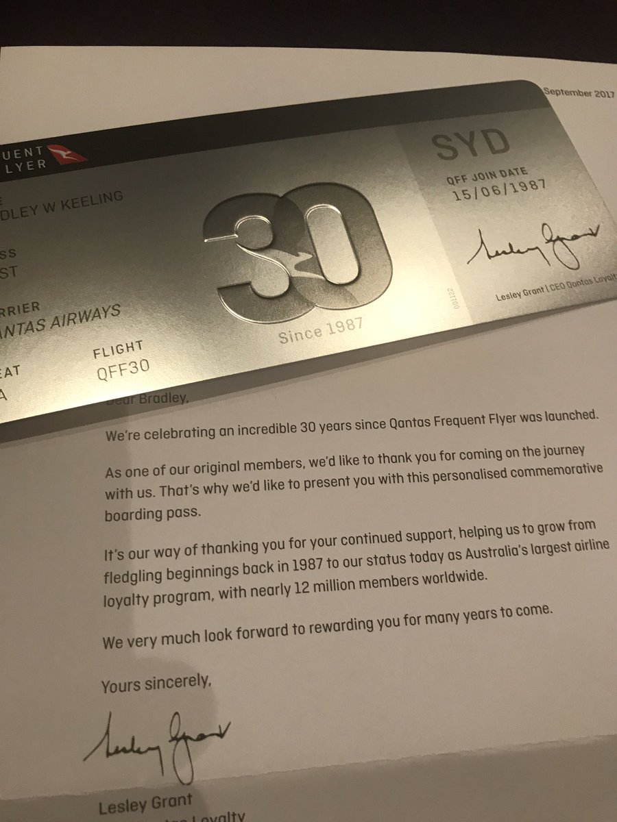 bradatslice's tweet image. OK @Qantas I'm confused What is this? You're thanking me for being a customer fo 30+ years but with what? Is this a fake boarding pass? Why?
