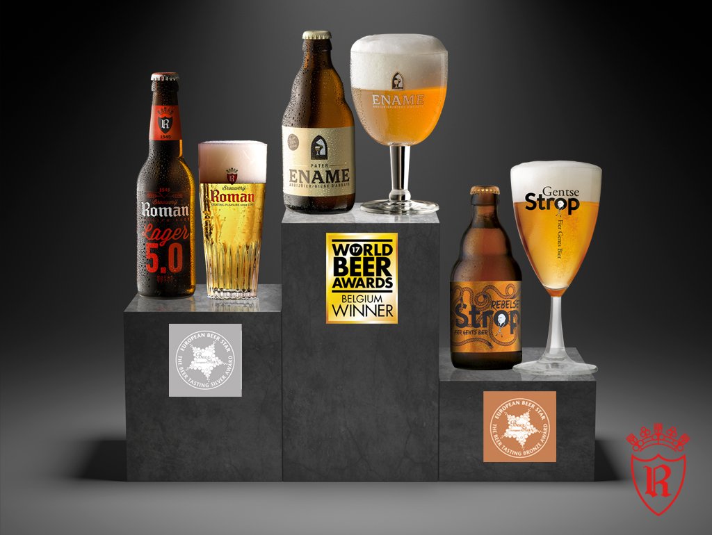 Na goud voor #enamepater op de <a href="/worldbeerawards/">WorldBeerAwards</a> nu brons en zilver voor #rebelsestrop &amp; #romanpils op de #europeanbeerstar!