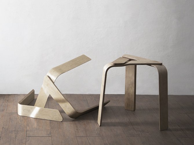 magpieUAE's tweet photo. #DESIGNBITE A bent ply stool held together by embedded magnets https://t.co/yNq9QEZZxU https://t.co/308deMXylN