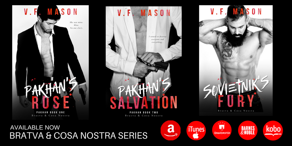 TheNextStepPR's tweet image. #BratvaAndCosaNostraSeries #MafiaRomance @Author_VFMason 
#1http://bit.ly/2iyLxJu
#2http://bit.ly/2jopOW0
#3http://bit.ly/2qELEH0