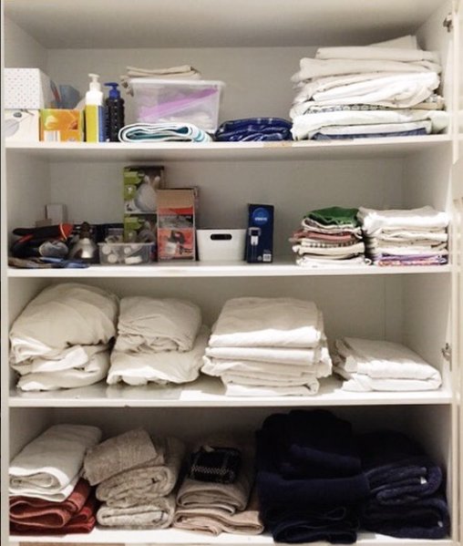 No space? No worries. We transformed this linen cupboard to be a multi-purpose cupboard. Everything in its place - organised!