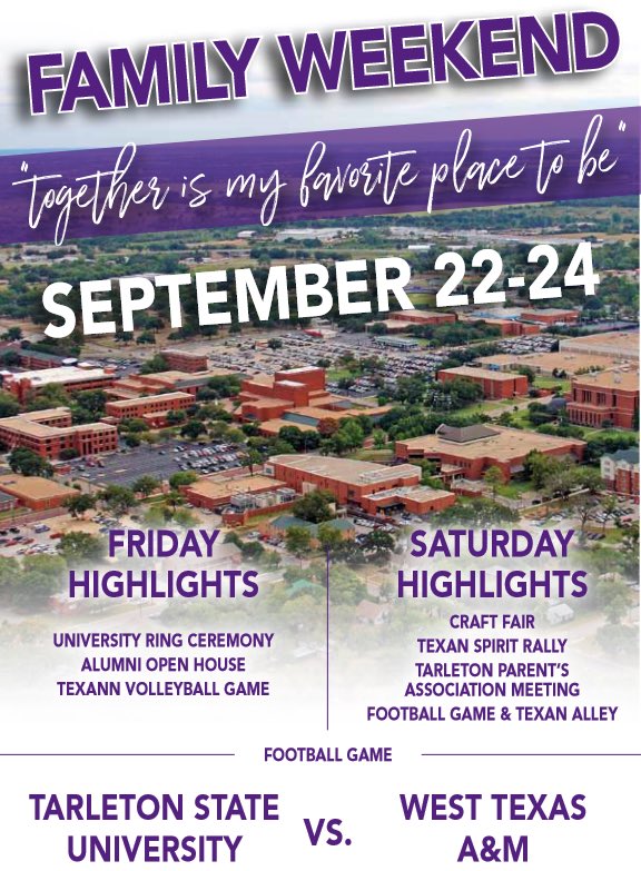 LathesTowns's tweet photo. Looking forward 2ALL the Texans Family coming 2Town! #TarletonTradition #TarletonCivility #Tarleton21 #Tarleton20 #Tarleton19 #Tarleton18 https://t.co/i2F3JLh0QT