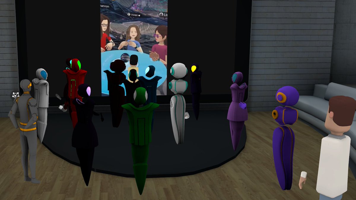 LisaKotecki's tweet photo. Altspacers watching "The Hive", streaming on FB live in VR 😍. #meta #inceptionmoment #TheHiveVR https://t.co/WE9gGahkft