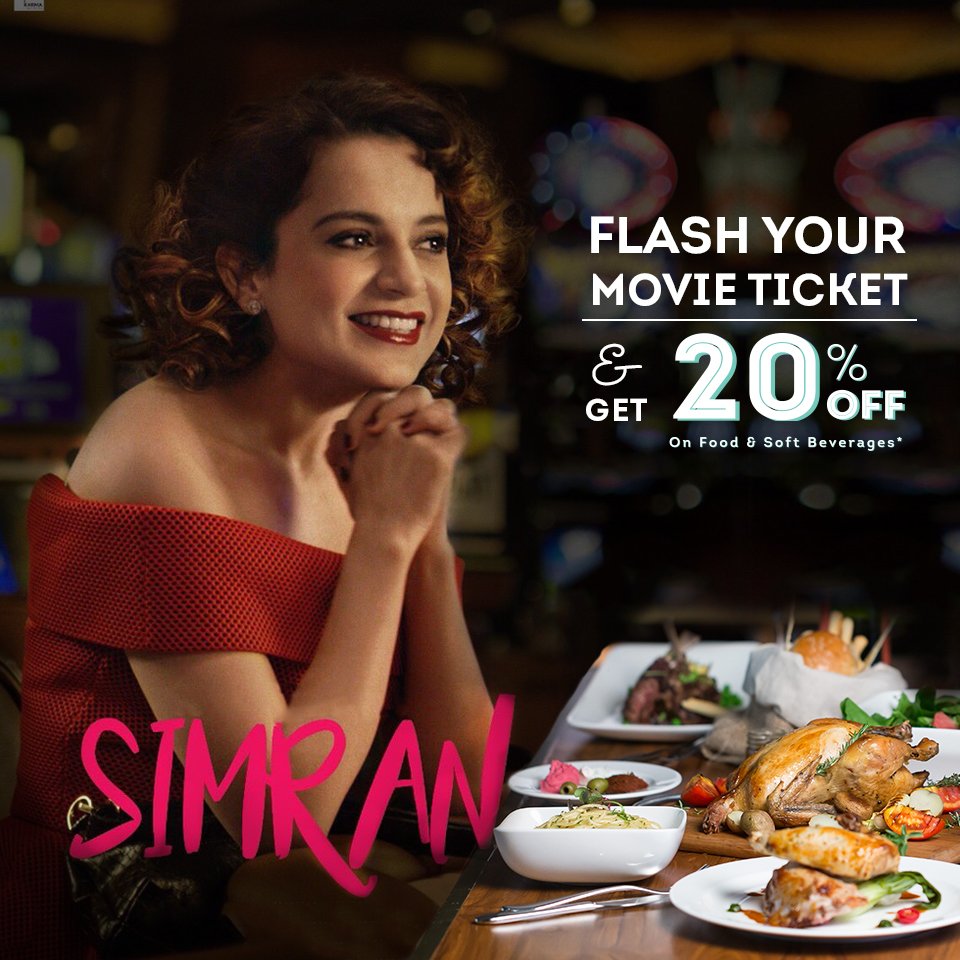 CraftDbb's tweet image. We’ve got the perfect plan for you - Watch Kangana Ranaut's dramatic side in Simran followed by dinner at Craft. #MovieOffer #CraftDeli