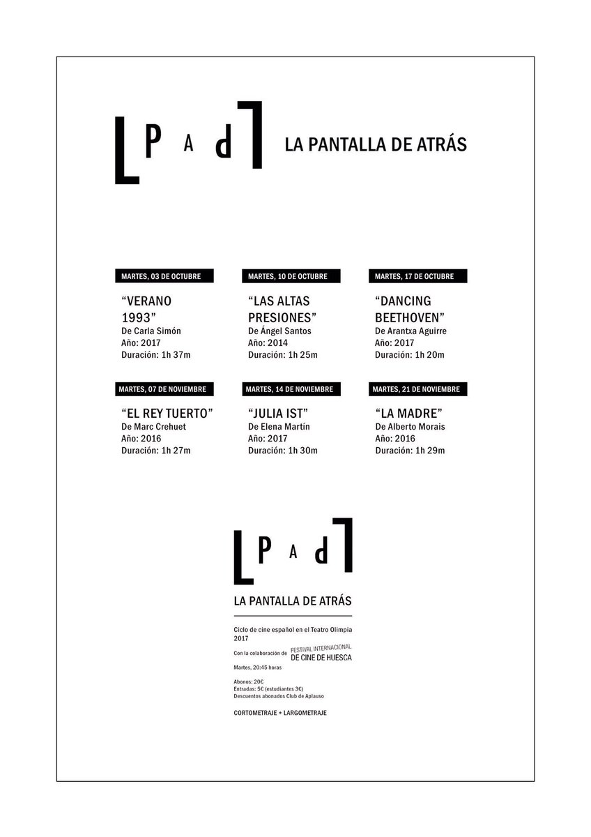 🎭Teatro los viernes CLUB DE APLAUSO (40€ abono) 🎬Cine los martes LPA (20€ abono). Otoño de lujo en el #Olimpia Toda la info en nuestra web
