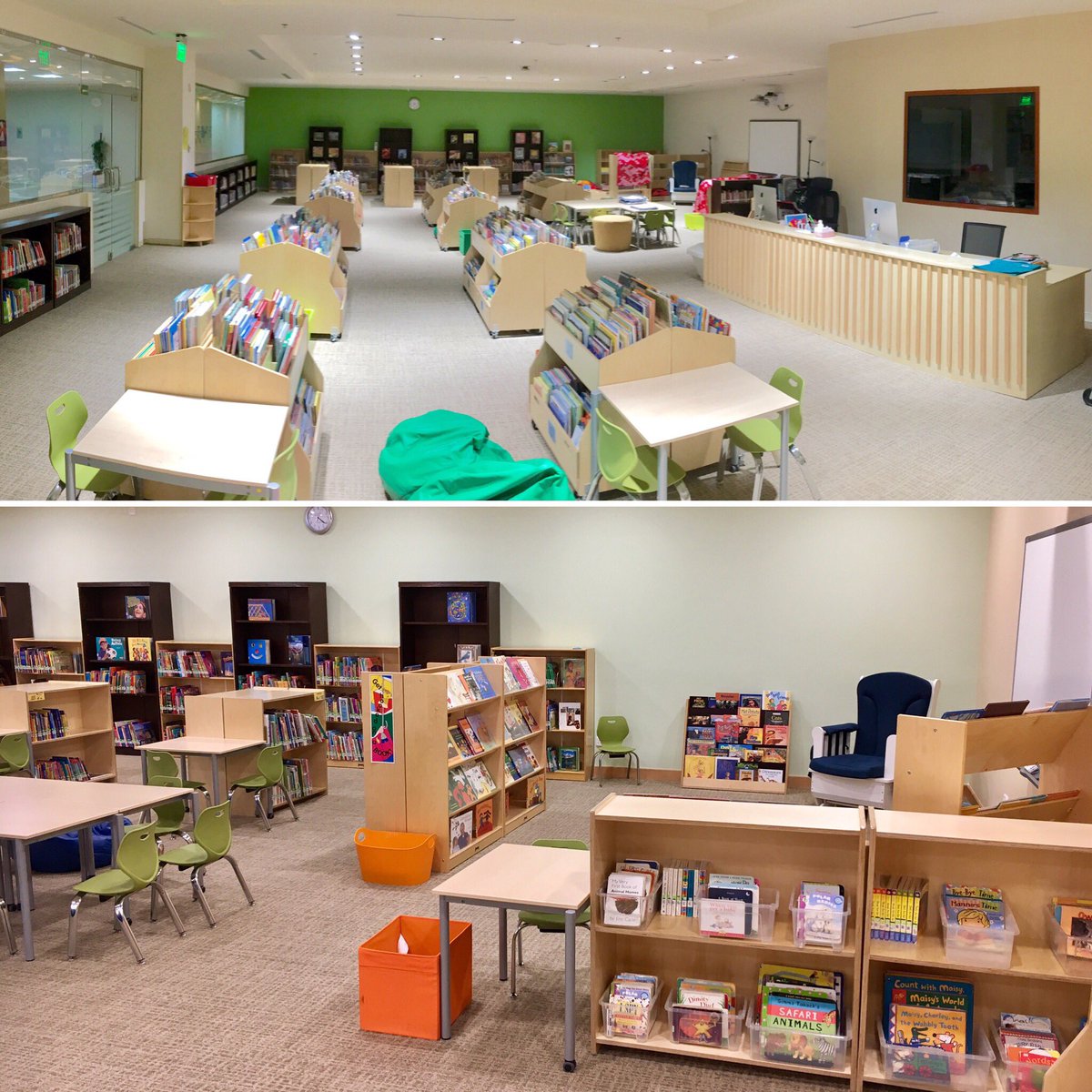 ctaylorweber's tweet photo. Still pretty fresh, but two lovely twin #tkskg library spaces have been born! #pyplibrary #earlyed #EarlyYears #movinglibraries https://t.co/25z7pr382X