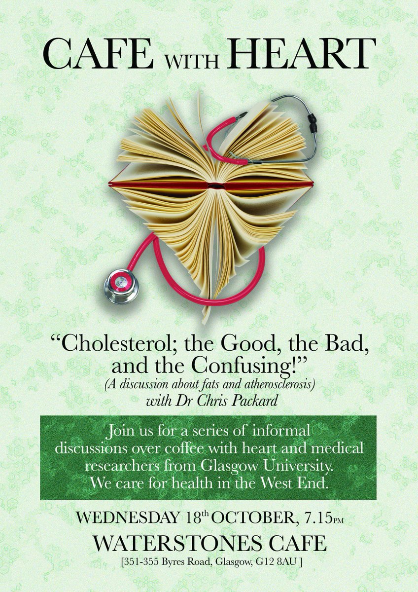 mb_lab241's tweet photo. Cafe with Heart Cholesterol: the Good, the Bad and the Confusing! by Prof Chris Packard (FREE) - An informal discussion on atherosclerosis https://t.co/7SsigOqIOn