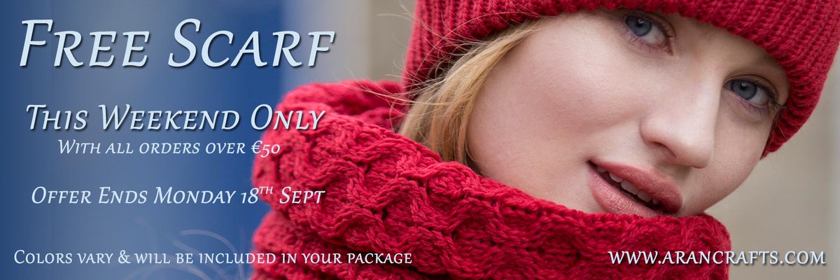 Free Scarf with all orders this weekend only. Check our website arancrafts.com
#Discounts #giftideas #outfit #BargainHunt