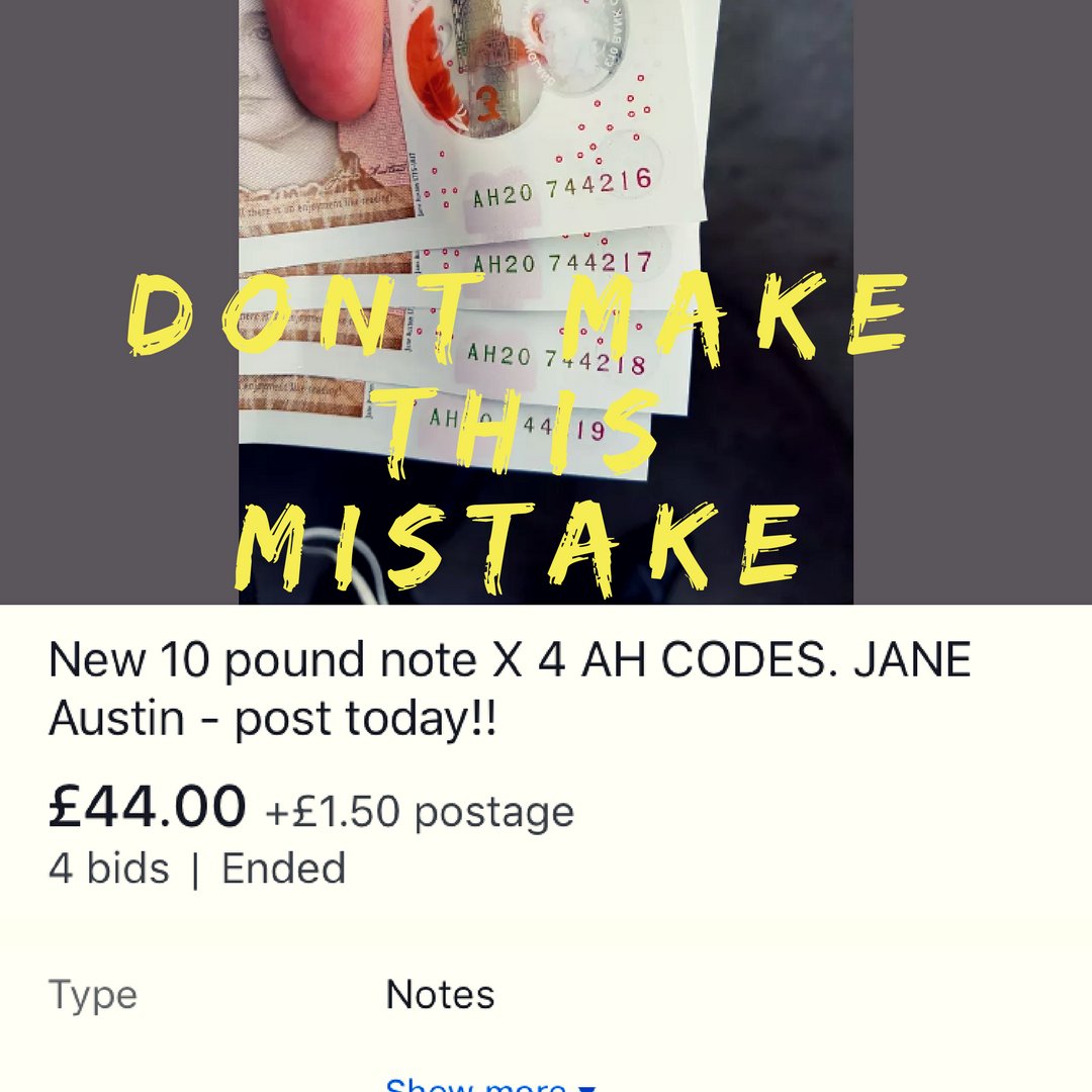 Notesworthyuk's tweet image. Don't make this mistake and think your all notes will make a profit. This person is making a loss of £2  #newtenpoundnote #notesworthy #ebay