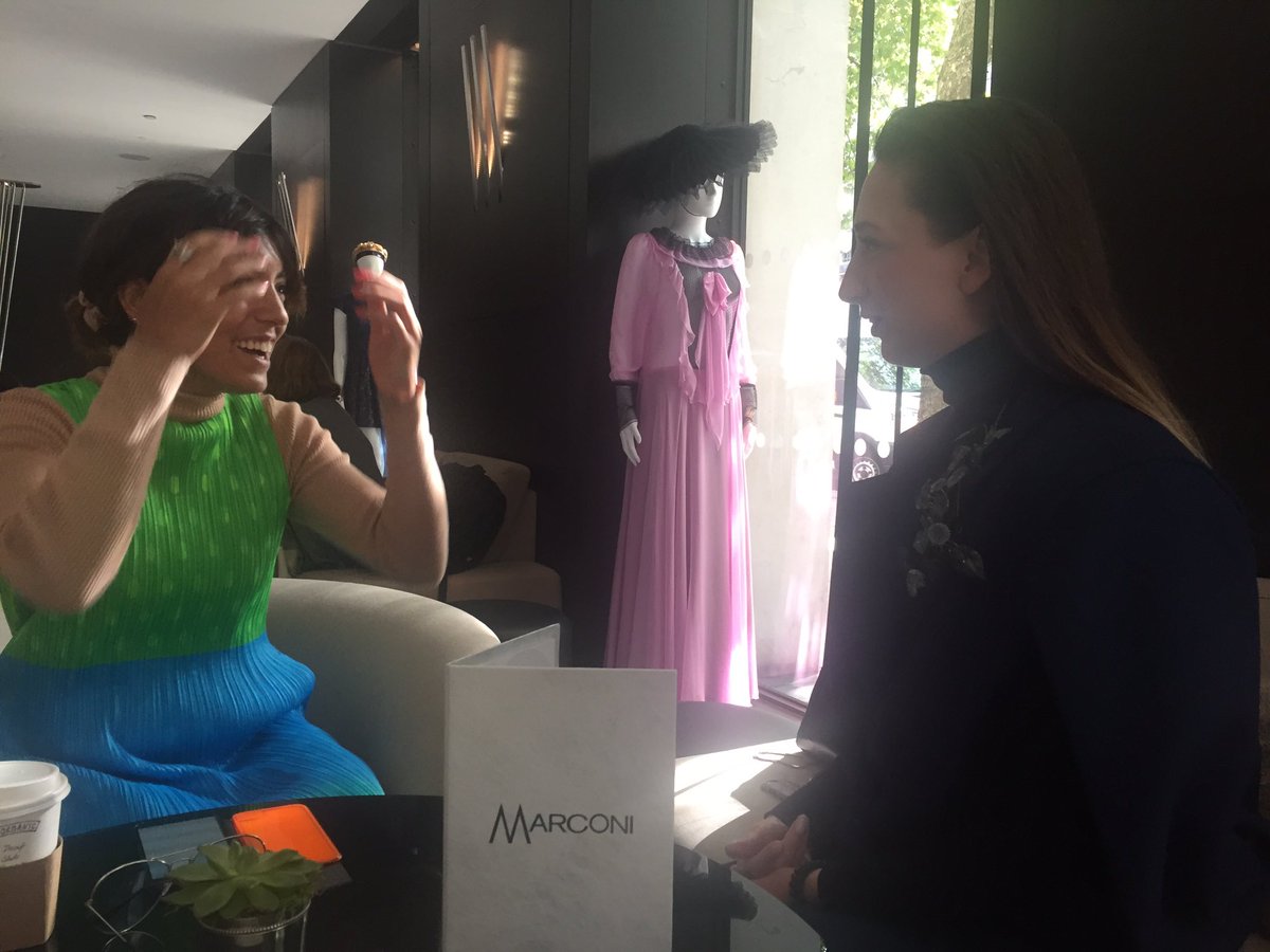 ForwardPR's tweet photo. Morning interview - Yana Markova chats to Sophia from @MayfairTimes for the #RussianIssue. #HatDesigner https://t.co/8lfjOZwryK