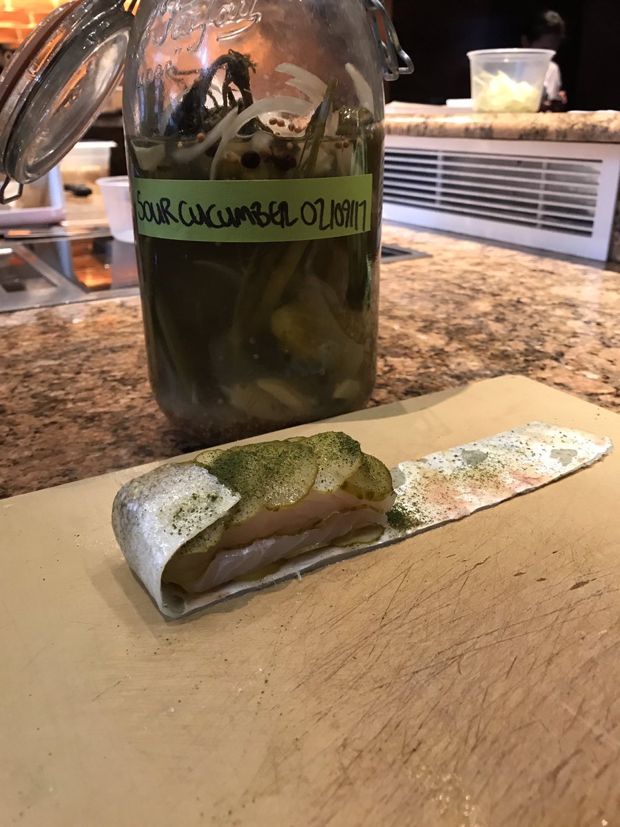 Brill and sour cucumber for FDK tonight <a href="/FeraAtClaridges/">Fera at Claridge's</a> <a href="/mjstar88/">Matthew Starling</a>