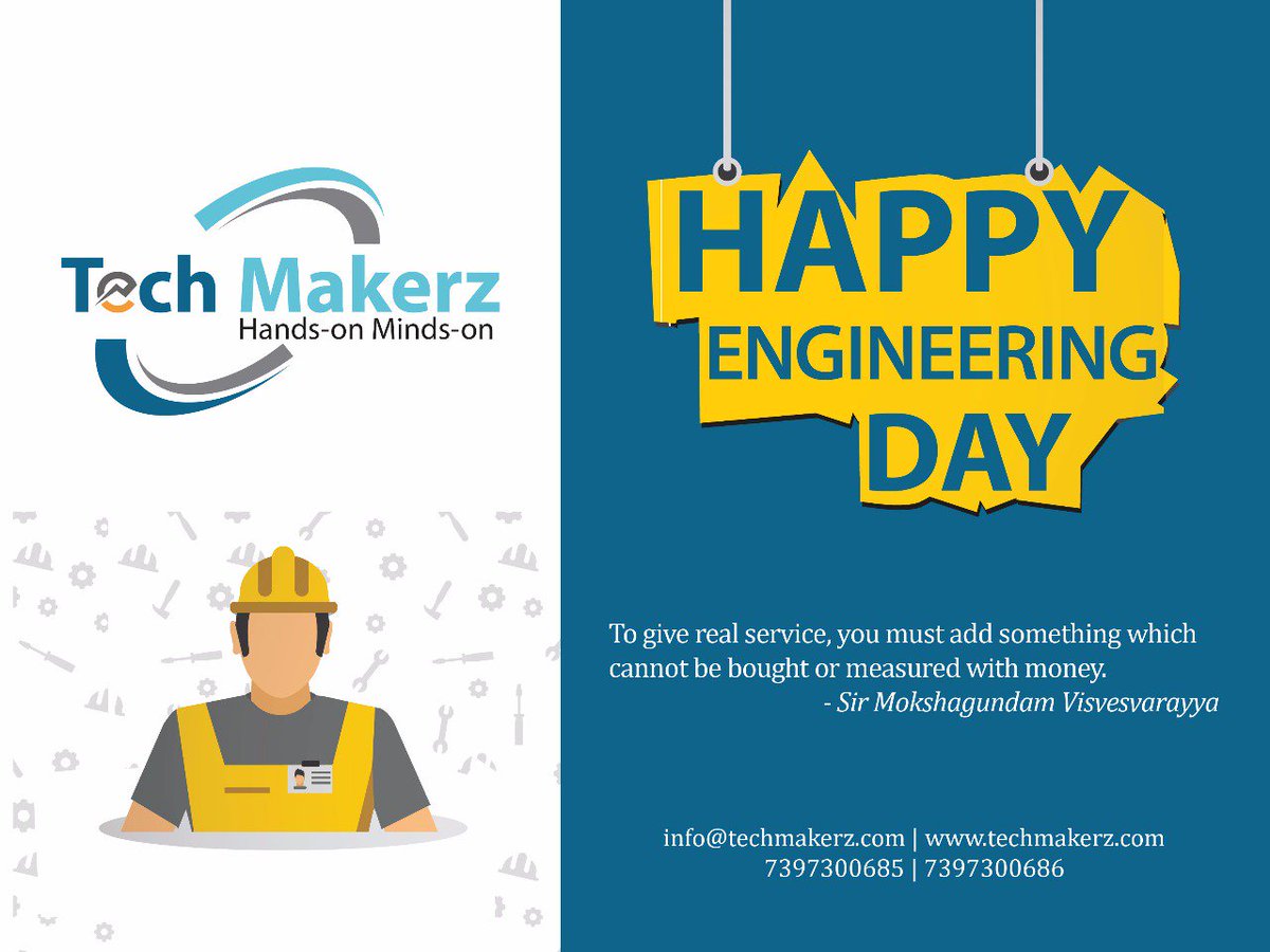 tech_makerz's tweet photo. Science is all about knowing; Engineering is about doing. 

Happy Engineers Day!!!!!
#TechMakerz dedicating this day to all Engineers. https://t.co/aegmY3LKR2