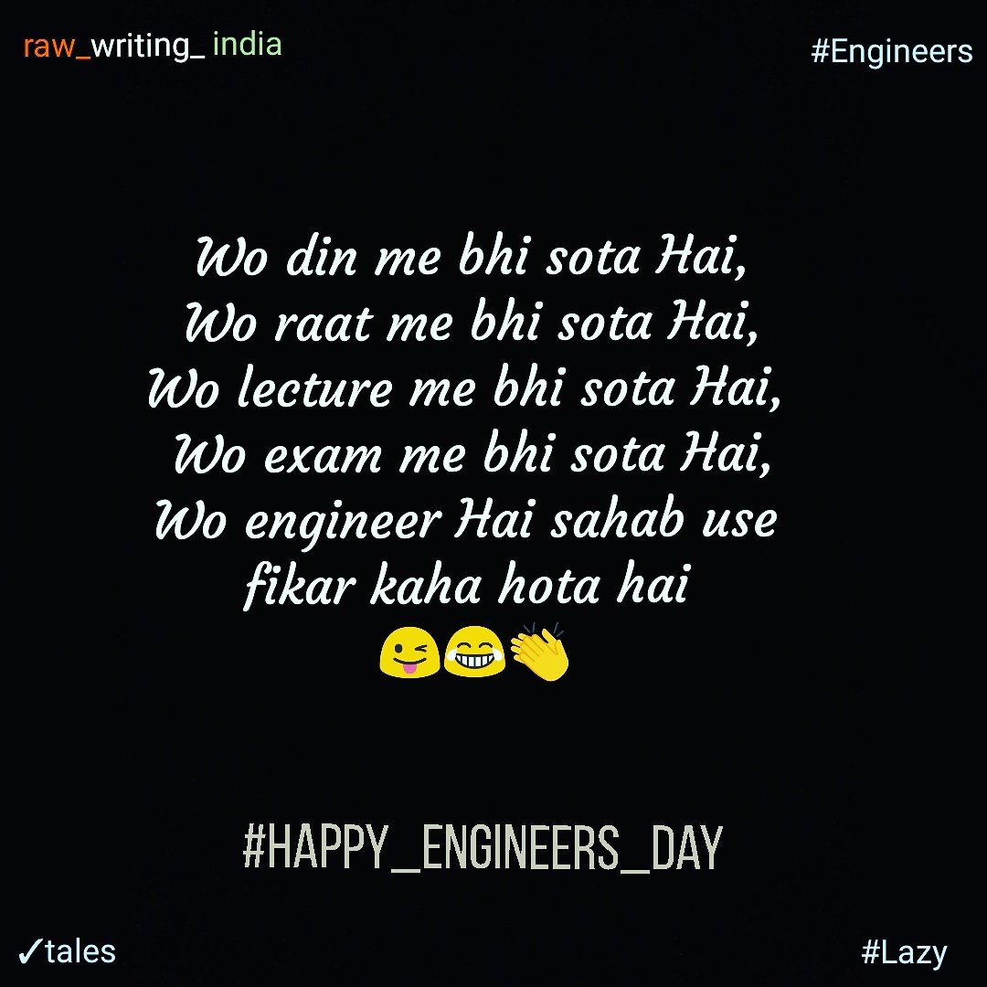 rawwritingindia's tweet photo. Happy Engineer's day
Engineer's rocks❤️😂👏
#EngineersDay #Engineers #emgineering #EngineersDayChallenge #lifeofengineer
#funny #hindi https://t.co/tsxgnjA6RX
