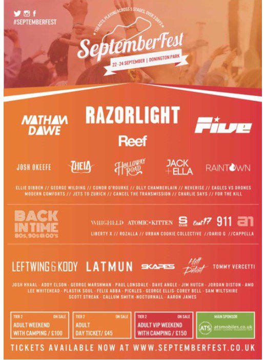 realtanyalouise's tweet image. Head over to the blog today for your chance to #win a pair of tickets to @SeptemberFest_ @DoningtonParkUK #Notts tanyalouise.net/single-post/20…