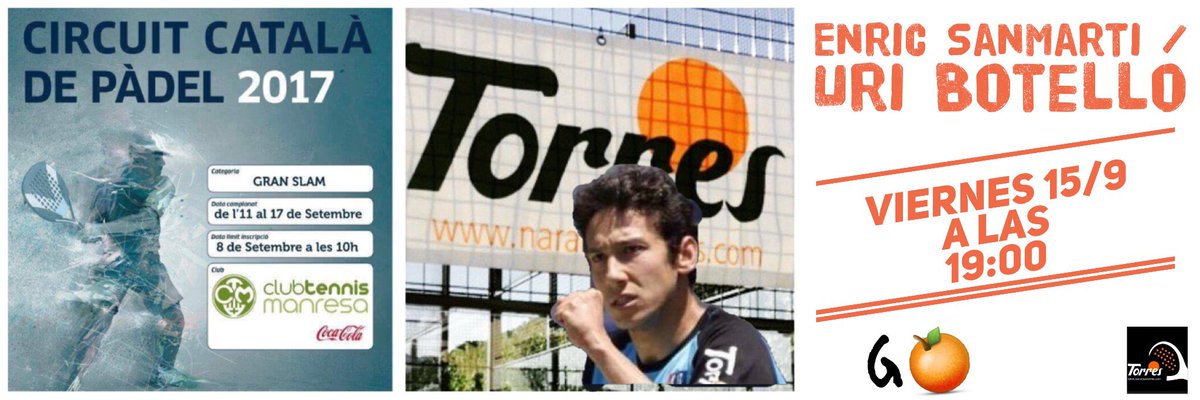 ¡Parejón ! 
Sanmarti/ <a href="/uribotello/">Uri Botello</a> , en el Gran Slam del @clubtennismanresa , Viernes 15/9  19:00 
Mucha suerte 🍊🍊🍊🍀