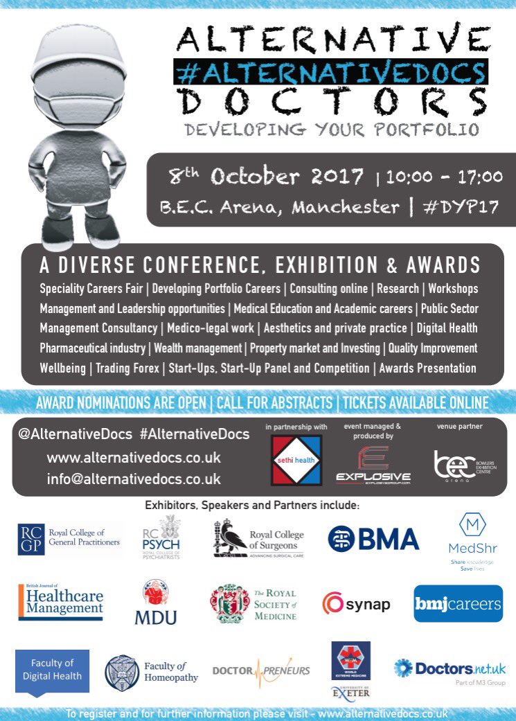 sethihealth's tweet photo. @OrchaUK @BizGrowthHub @GM_AHSN @AlternativeDocs @DigitalHealthAw Here's the conference, Expo and awards poster #DigitalHealth #StartUps #NHSClinEnt #DYP17 #VentureFestMCR #DigitalHealthMCR #alternativedocs https://t.co/Lx8f4tn3sj