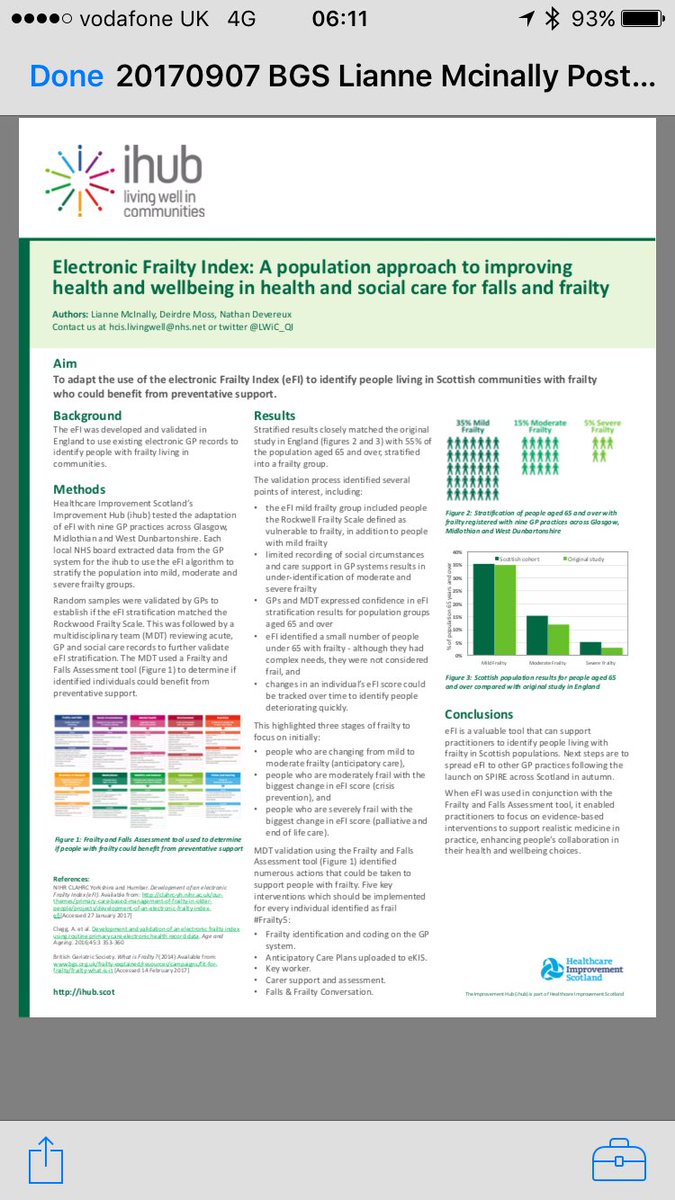 LianneMcInally1's tweet photo. #bgsconf #frailty5 @LWiC_QI currently working with GP practices in Scotland https://t.co/jqO1agXyMb