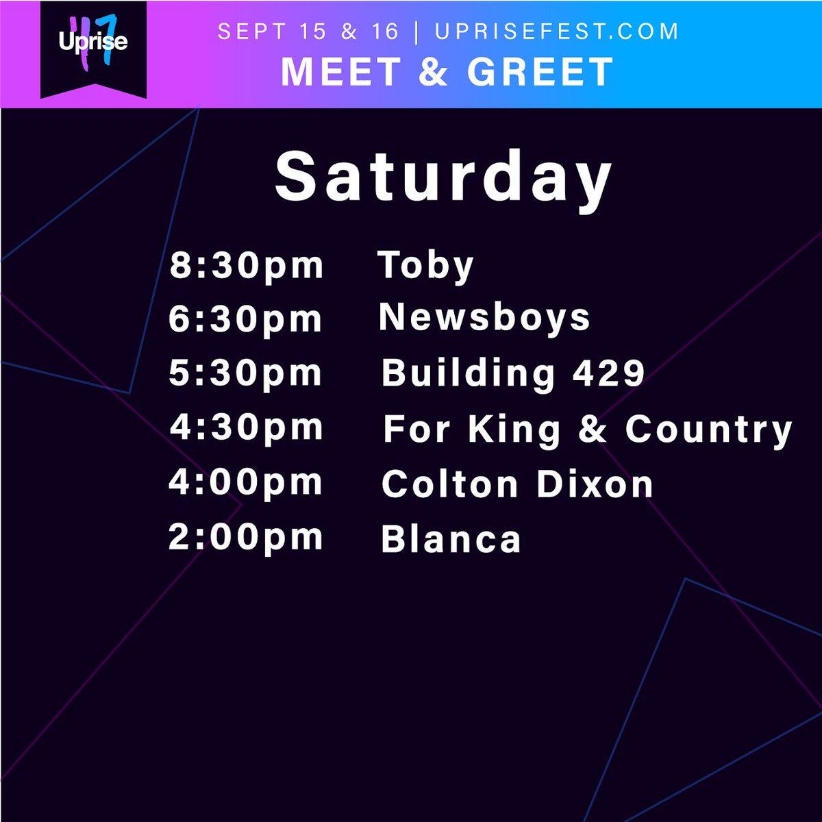 Meet &amp; Greet schedules are here! Please note: All times are subject to change. We will keep you updated if changes occur.