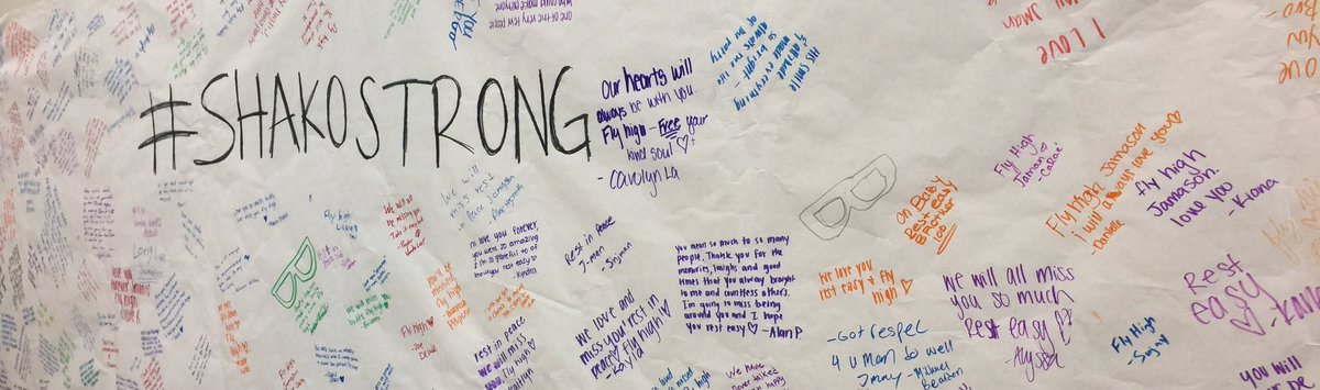 ShakopeeSchools's tweet photo. We are #SaberStrong | High school students honoring Ja’Mason Moffett with words of love and remembrance. https://t.co/nhln2ZdTfP