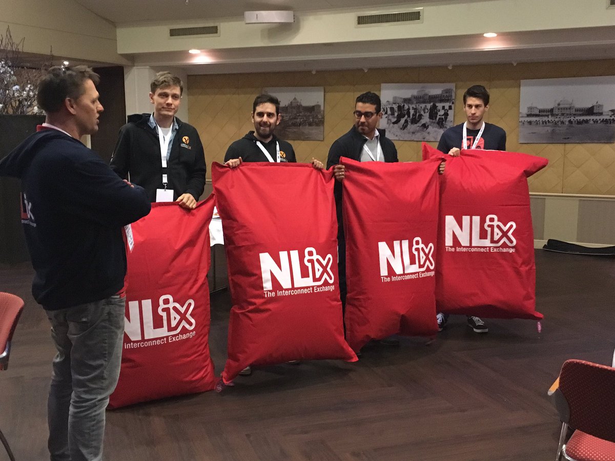 nl_ix's tweet photo. And the #winners of the #NeutralPeeringDays #hackaton 2017 are here! Congratulations team #beer! https://t.co/ENtnM40R2c