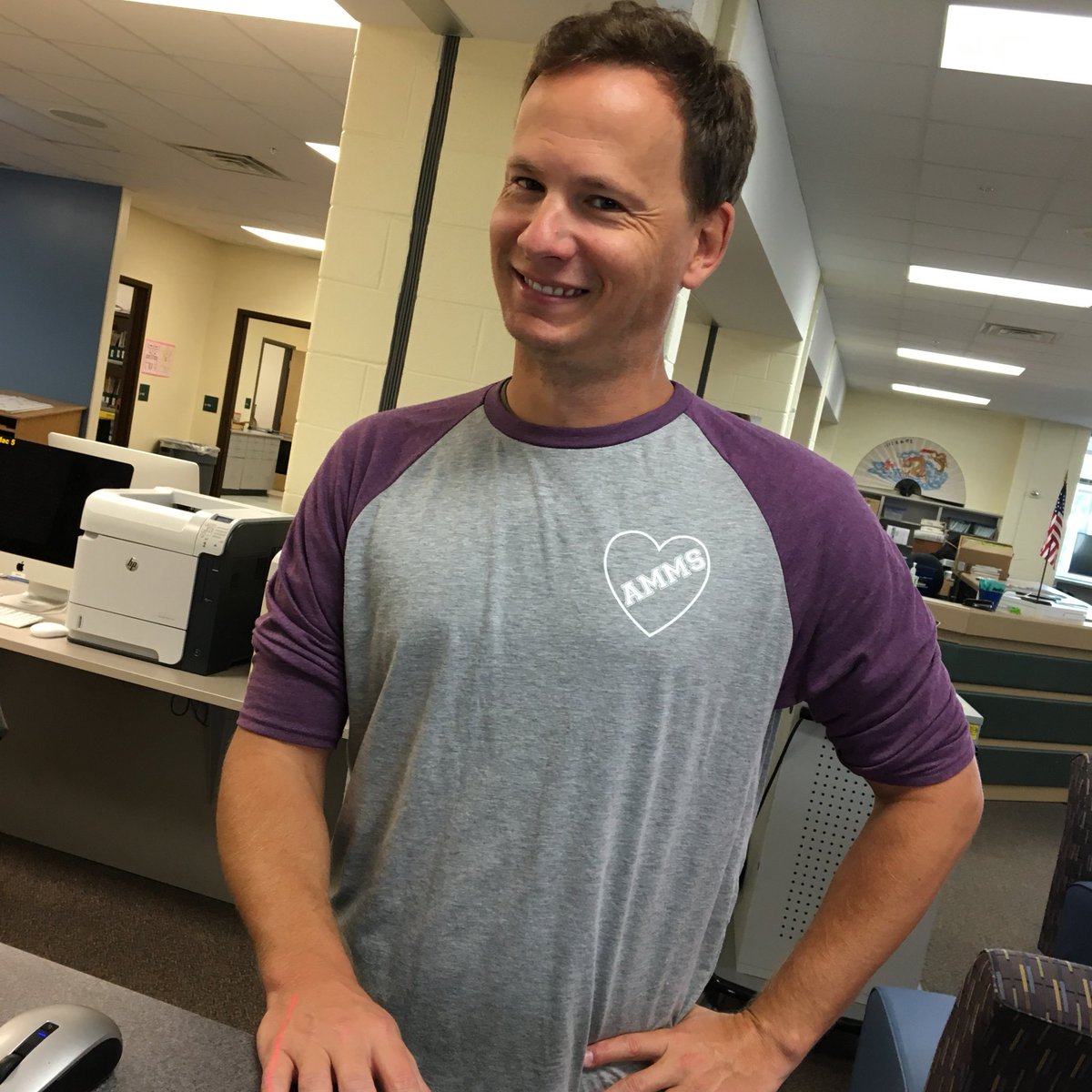MissRioux's tweet photo. Rocking the YEARBOOK Jersey! #PEDisBACK #yearbooksupport #chicksdigguysinpurple #ammslions https://t.co/2to07Dsre1