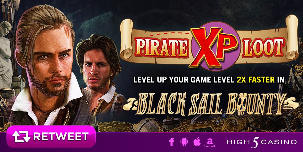 High5Casino's tweet image. Pirate Loot XP brought a Double XP in Black Sail Bounty in with the tide! Level up 2X FASTER while playing until Sunday, 9/17 at 4am EDT! "