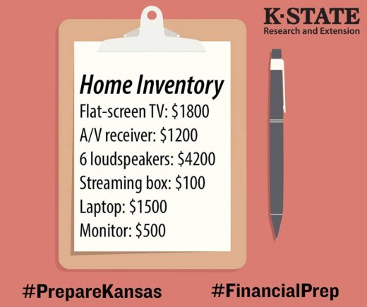 KSRE_PostRock's tweet photo. Disasters do not plan ahead-You can! Check out these tips for creating a household inventory https://t.co/Ukzxd71OCC #PrepareKansas #FinPrep https://t.co/X2YAGODAkM