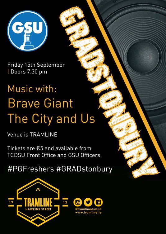 TrinityGSU's tweet photo. #GRADstonbury tickets (small amount) available for tonight, β¬5 here-password GRADstonbury
https://t.co/cbighnE8kI
#PGFreshers @tcddublin https://t.co/XjacLVNDYv