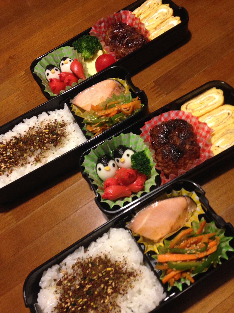 Nori 今日は彼氏の誕生日だったので早起きしてお揃いのお昼のお弁当作った 私の大好きなペンギンさんも うずらの卵で 通勤電車あわせて通勤してお弁当渡して 仕事終わりで軽く乾杯 お弁当 美味しかったっていってもらえて 作って良かった