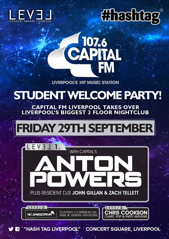 HashTagLpool's tweet photo. BACK BY POPULAR DEMAND- @CapitalOfficial's @AntonPowers at #LiverpoolsNo1 @LevelLiverpool #STUDENTSWELCOMEBACK #LETSMAKEITAGOODONE #YOLO https://t.co/rErNi3pszZ