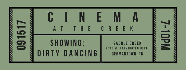 Who's coming to Cinema at the Creek? 7PM between J. Crew &amp; Anthro! BYOB &amp; lawn chairs. Food from <a href="/memphismojocafe/">Memphis Mojo Cafe</a> <a href="/MEMPopS/">MEMPopS</a> &amp; more!