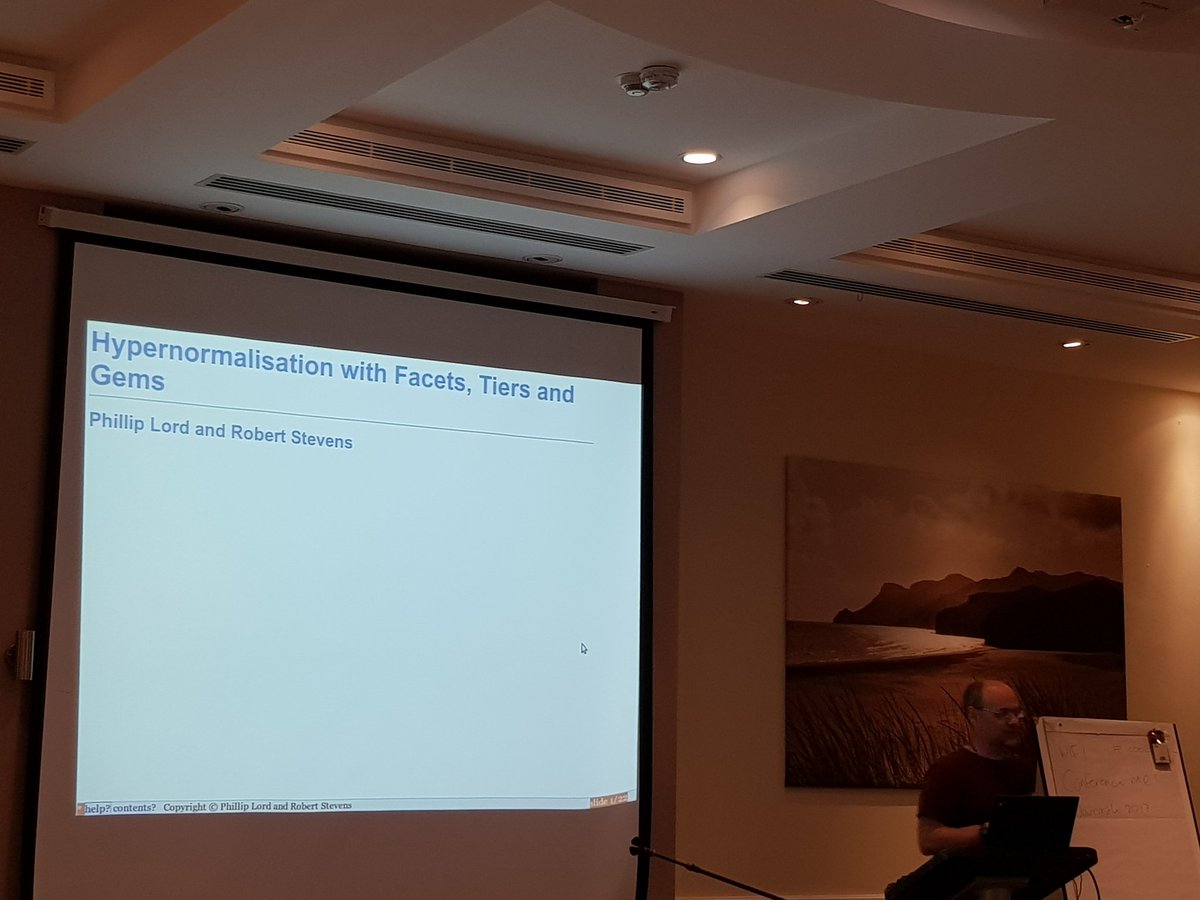 jdwarrender's tweet image. Phil Lord on Hypernormalisation with facets, tiers and gems #ICBO2017