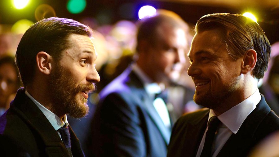 Happy birthday to Tom Hardy!  here he is with Leonardo DiCaprio at the Film Awards in 2014  