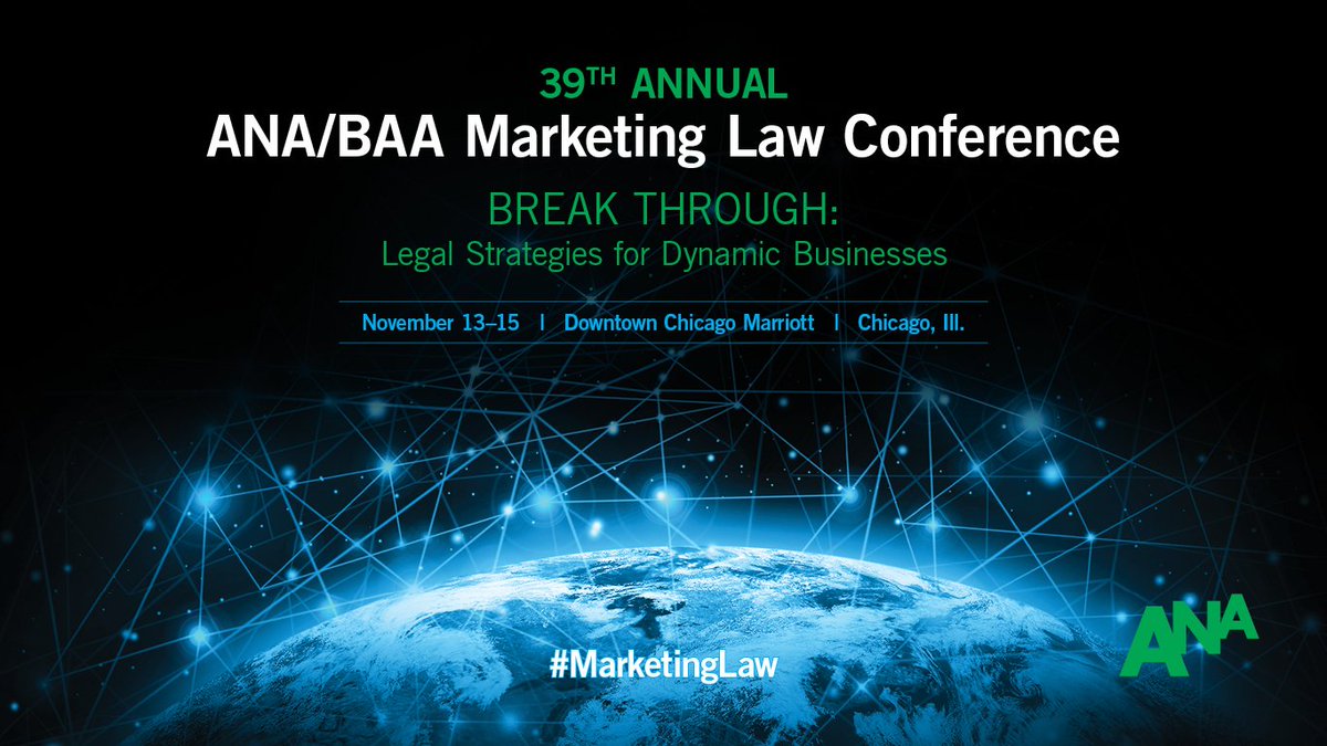 Have you signed up for the 2017 ANA/BAA #MarketingLaw Conference this November in Chicago? Don't miss out!
goo.gl/HrDcBv