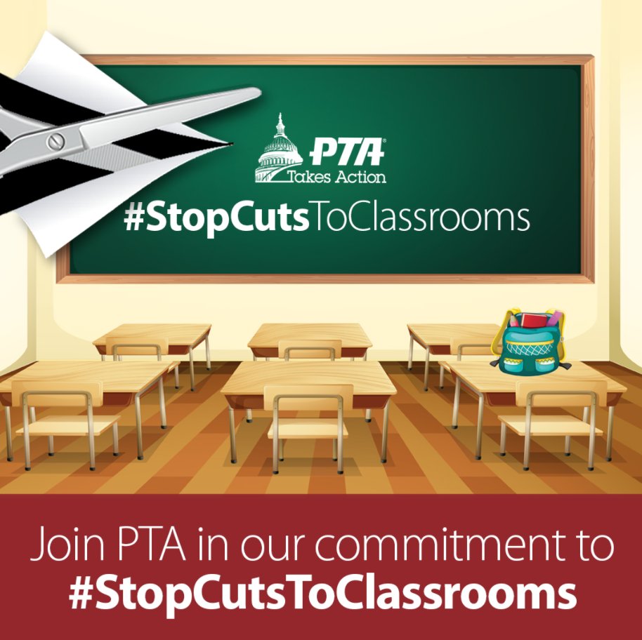Today we join other education advocates across the country to say #STOPCutsToClassrooms!

Join us by visiting PTA.org/STOPCuts.