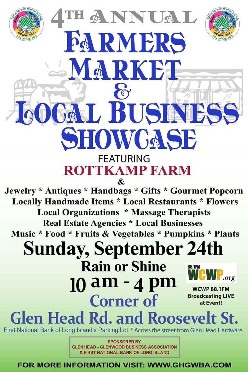 #GHGWBA Farmers Market/Local Business #GlenHead #LongIslandEvent
