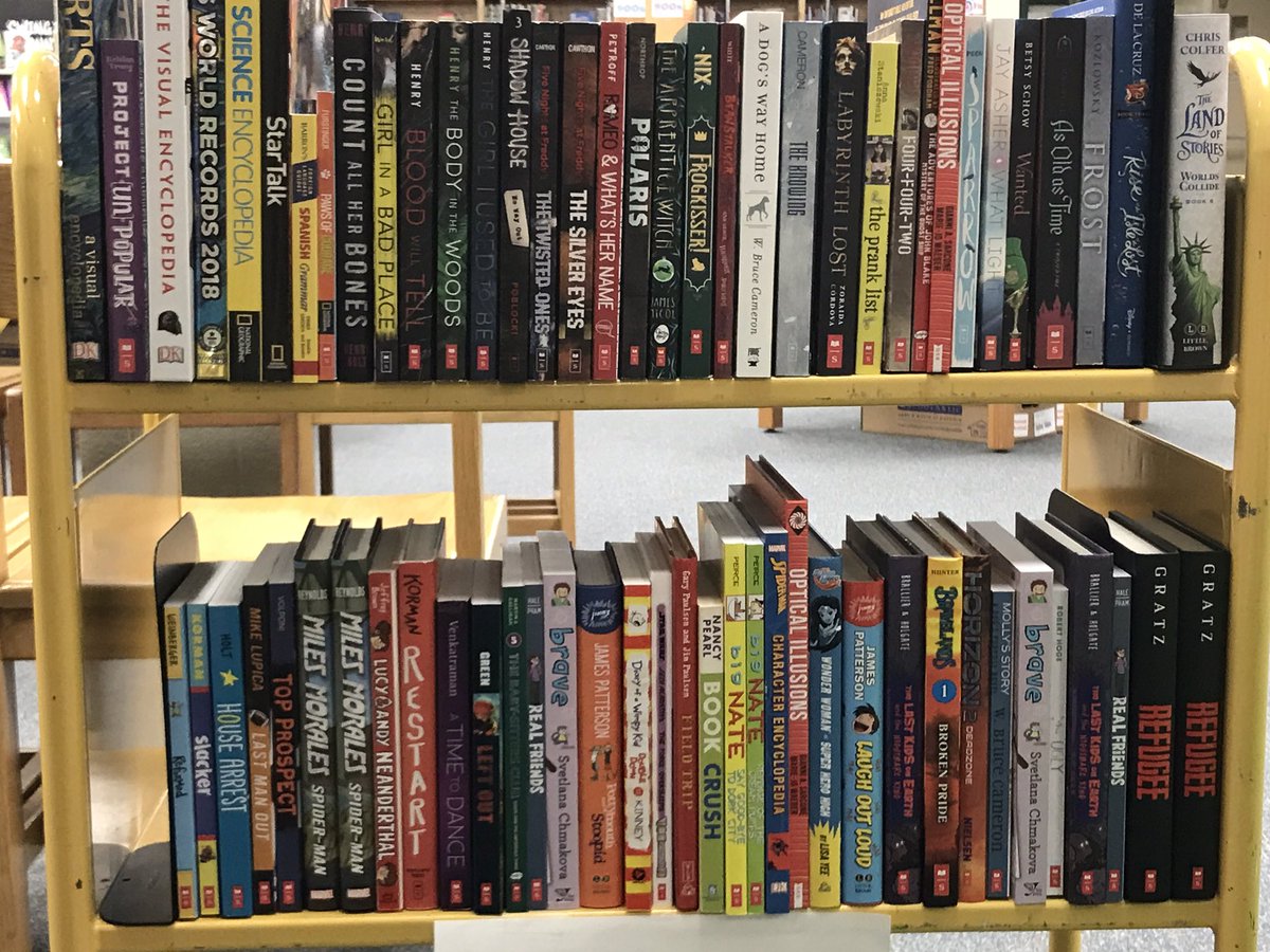 CarterMSReads's tweet photo. Look at all the books we were able to add to #CMS_Lib b/c of #Scholastic #BookFair sales! There'll be many more to come, too! #BooksRLit https://t.co/27jQUg6fDi