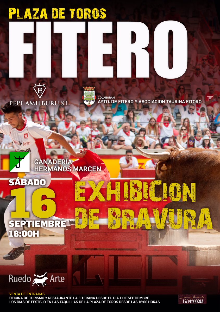 Mañana día 16  las temidas reses  de Hnos Marcén desembarcan en Fitero. Un emocionante espectáculo que no puedes perderte.
#Fitero #Bravura