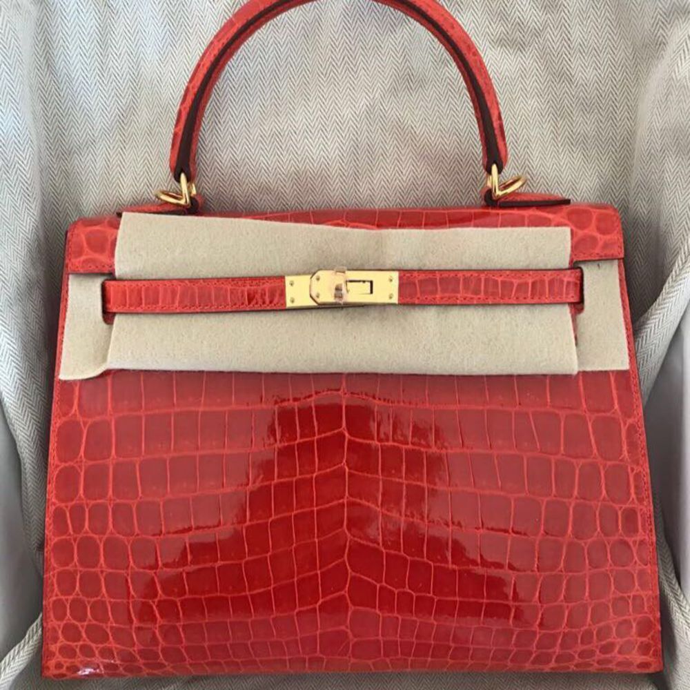 Hermès Kelly Pochette Orange Crocodile Niloticus Lisse Permabrass Hard —  The French Hunter